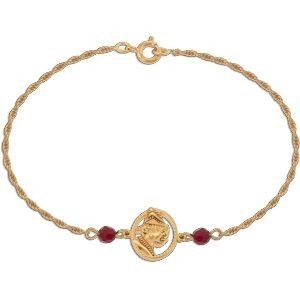 Bracelet Plaqué Or Cayennaise 11*14mm Cristal Grenat 4mm 20cm