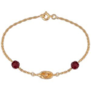 Bracelet Plaqué Or Noeud Forçat Antillais 6*12mm Cristal Grenat 6mm 18  à 20cm