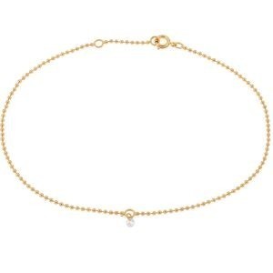 Chaîne Cheville Plaqué Or 25  à 27cm Maille Boules Zirconium Blanc 3mm