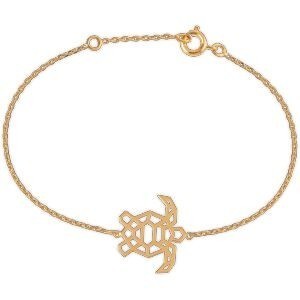 Bracelet Plaqué Or Tortue Origami 18*15mm 17  à 19cm