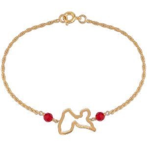 Bracelet Plaqué Or Carte Guadeloupe 15*10mm Cristal Grenat 4mm 18  à 20cm