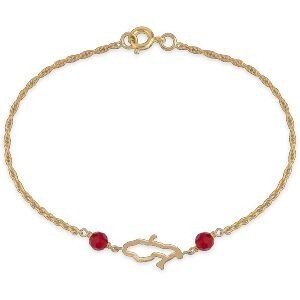 Bracelet Plaqué Or Carte Martinique 16.5*9mm Cristal Grenat 4mm 18  à 20cm