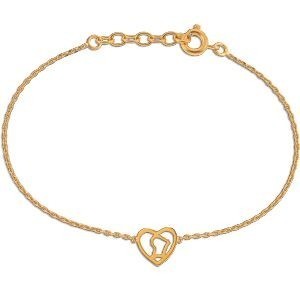 Bracelet Plaqué Or 18  à 20cm Cœur Guyane 10mm