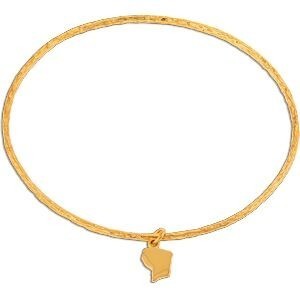 Jonc Plaqué Or Martelé 65mm Tube 1.8mm Carte Guyane 7*8mm