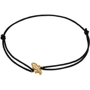 Bracelet Plaqué Or Carte Martinique Zirconium 6.5*12.5mm Cordon Noir 18cm