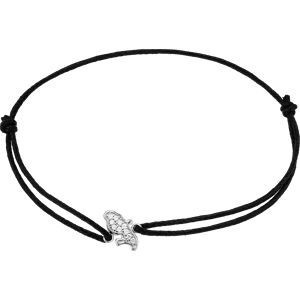 Bracelet Argent 925 Carte Martinique Zirconium 6.5*12.5mm Cordon Noir 18cm