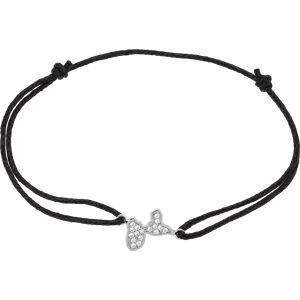 Bracelet Argent 925 Carte Guadeloupe Zirconium 8.3*12.5mm Cordon Noir 18cm