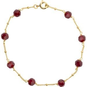 Bracelet Plaqué Or 20cm Cristal Grenat 6mm