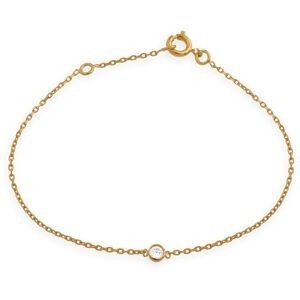 Bracelet Plaqué Or Zirconium 3mm Serti Clos Chaîne 1.2mm 16  à 18cm