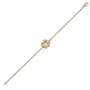 Bracelet Plaqué Or Motif Entrelacé 12mm Zirconium 16  à 18cm