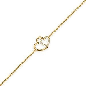 Bracelet Plaqué Or Cœurs Zirconium 12.5*17mm 16  à 18cm