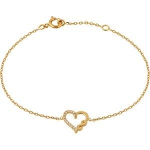 Bracelet Plaqué Or Cœur Infini Zirconium 10*11mm 16  à 18cm