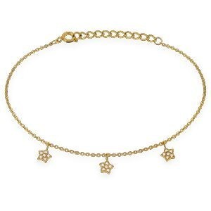 Bracelet Acier Jaune Etoiles Zirconium 4.5mm 18  à 21cm