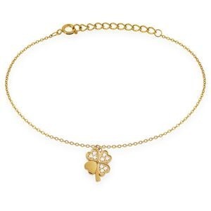 Bracelet Acier Jaune Trèfle Zirconium 11*20mm 18  à 21cm