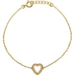 Bracelet Plaqué Or Cœur Zirconium 10mm 18  à 20cm