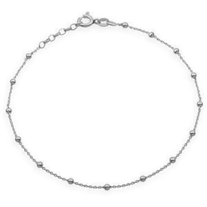Chaîne Cheville Argent 925 1.1mm 25  à 27cm Boule 2.7mm
