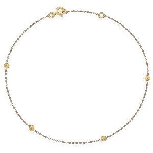 Chaîne Cheville Or 375 22  à 25cm Boules 3mm