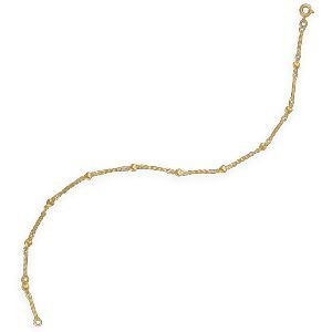 Chaîne Cheville Plaqué Or 23  à 25cm 2mm Cœurs