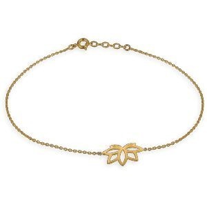 Chaîne Cheville Plaqué Or 1.2mm 25  à 27cm Fleur De Lotus 19*13mm