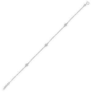 Chaîne Cheville Argent 925 2.2mm 23  à 26cm Trèfles