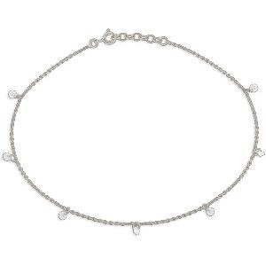 Chaîne Cheville Argent 925 25  à 27cm Zirconium Blanc 3mm