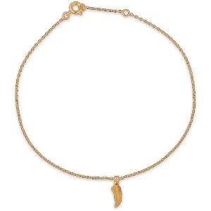 Chaîne Cheville Plaqué Or 25  à 27cm Plume 12*4mm