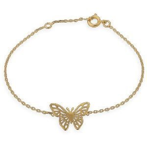 Bracelet Plaqué Or Papillon 16*12mm Chaîne 1.2mm 16  à 18cm