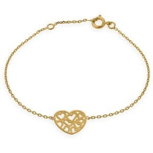 Bracelet Plaqué Or 1.2mm Cœur Ajouré 12mm 16  à 18cm
