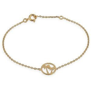 Bracelet Plaqué Or Chaîne 1.3mm Motif Palmiers 10mm 16  à 18cm