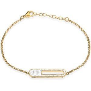 Bracelet Acier Jaune Motif Cristal 7.5*30mm 17  à 20cm