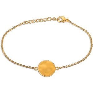 Bracelet Acier Jaune Pastille Martelée 12.5mm 17  à 20cm