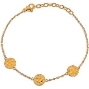 Bracelet Acier Jaune 17  à 20cm Pastilles  Martelés 8mm