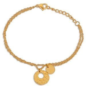 Bracelet Acier Jaune Double Rangs 16  à 19cm Motifs Martelé12.5mm Lisse7.5mm