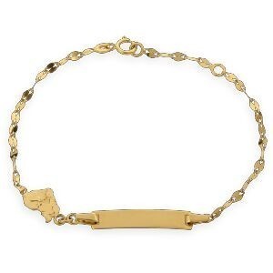 Bracelet Identité Or 750 Carte Guyane 10*6mm 12  à 14.5cm