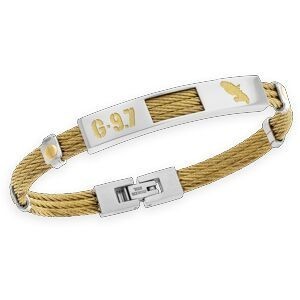 Jonc Câble Acier Bicolore G.9.7 Carte Martinique Plaque 7.5mm 70cm