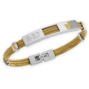 Jonc Câble Acier Bicolore G.9.7 Carte Guadeloupe Plaque 7.5mm 70cm