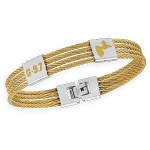 Jonc Câble Acier Bicolore G.9.7 Carte Guadeloupe Plaque 12mm 70cm