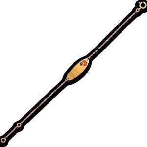 Bracelet Identité Or 375 Maille Forçat 1.3mm Coccinelle Email Rouge Noir 12  à 14cm