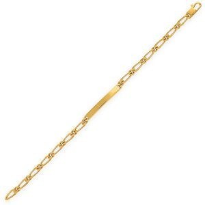 Bracelet Idendité Plaqué Or Maille Cheval Alterné 4mm 19cm