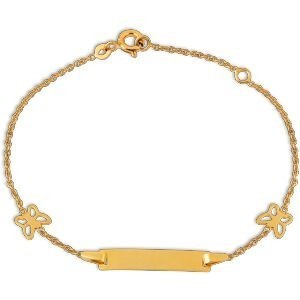 Bracelet Identité Or 375 Maille Forçat 1.2mm Papillon 6*5mm 13  à 15cm