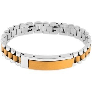 Bracelet Gourmette Acier Bicolore Lisse Satiné 12mm 19  à 21cm