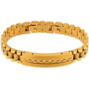 Bracelet Gourmette Acier Jaune Lisse Satiné 12mm 19  à 21cm