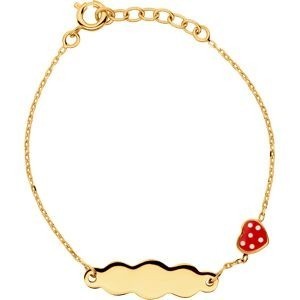 Bracelet Identité Plaqué Or Cœur Email Rouge 6*7mm 14  à 16cm