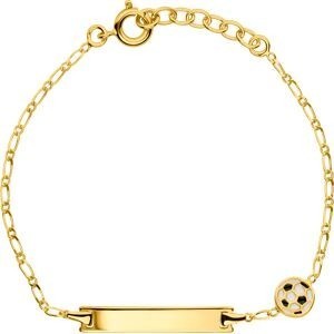 Bracelet Identité Plaqué Or Ballon Foot Email 6mm 14  à 16cm