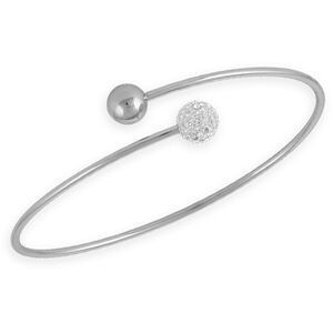 Jonc Acier 65mm Tube 2mm Boules Lisse Et Cristal 8mm