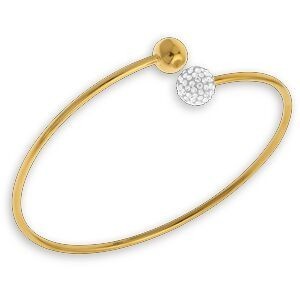 Jonc Acier Jaune 65mm Tube 2mm Boules Lisse Et Cristal 8mm