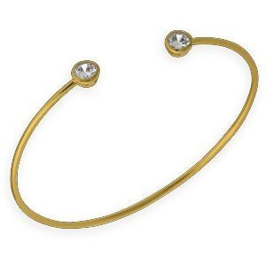 Jonc Plaqué Or 60mm Tube 1.5mm Motifs Zirconium 5mm