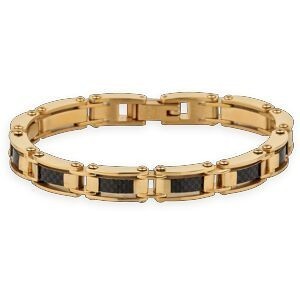 Bracelet Acier Bicolore Carbone 8mm 21cm