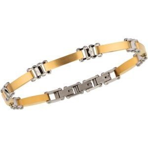 Bracelet Acier Bicolore Zirconium 7mm 19.5  à 21.5cm