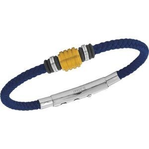 Bracelet Acier Bicolore Coton Bleu Tressé 4mm 20  à 22cm